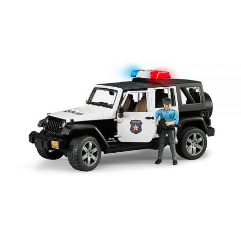 BRUDER - JEEP WRANGLER UNLIMITED RUBICON DE POLITIE CU SIRENA SI FIGURINA - imagine 6